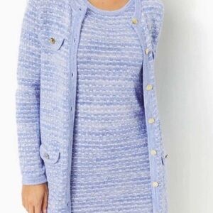 NWT Lilly Pulitzer Lark Lilac Baneberry Cardigan and Carlow Sweater Dress! LARGE